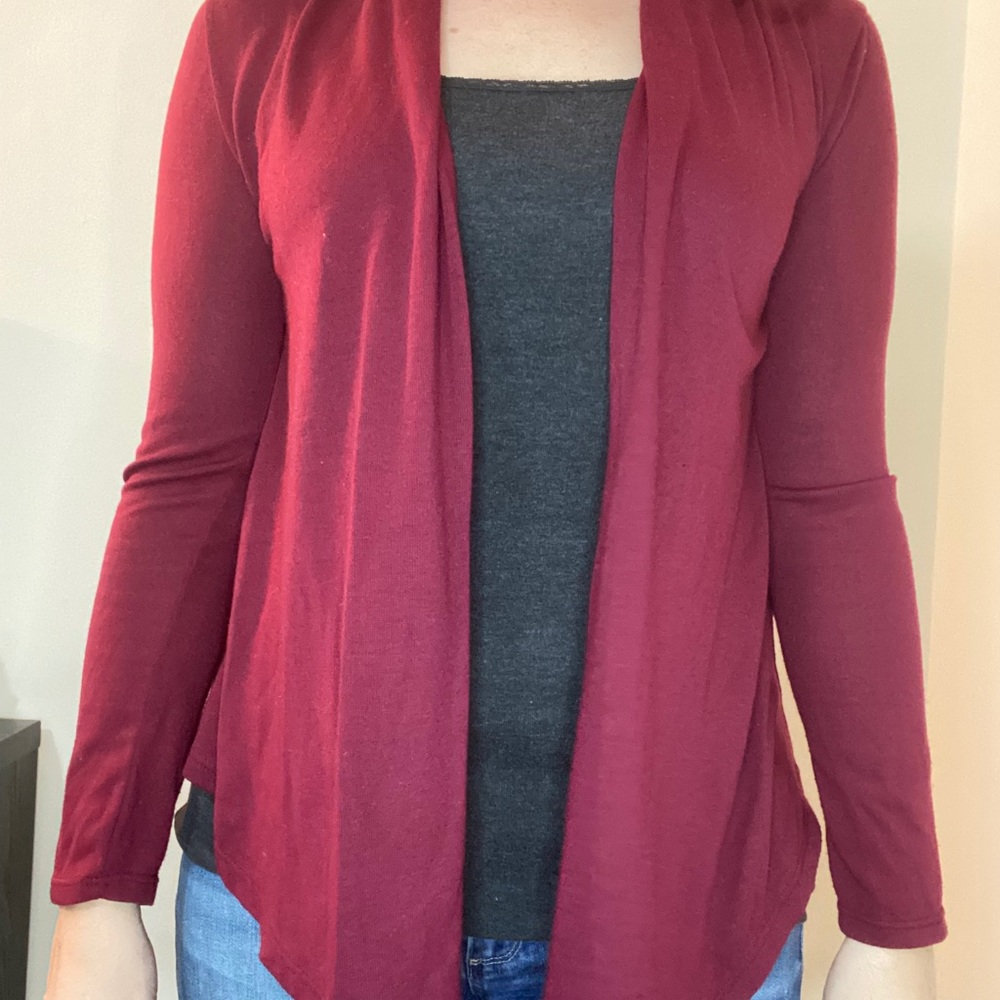 Red/Maroon open front cardigan size small